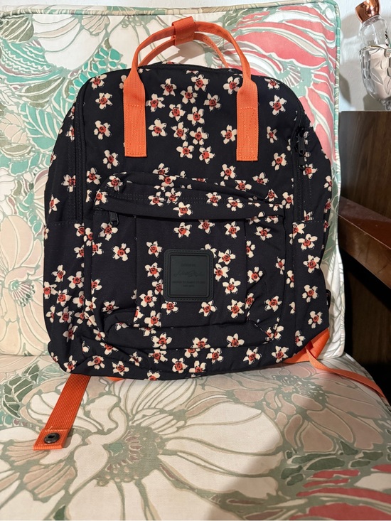 Handbags - Floral Print Black Backpack